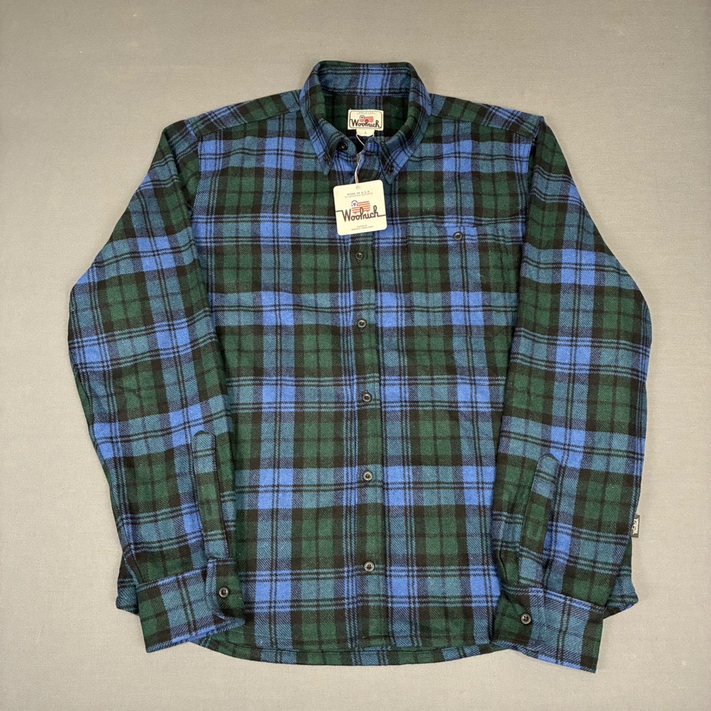 Vintage Woolrich Plaid Flannel Button Up Shirt Men's Size Large Made in USA NWT